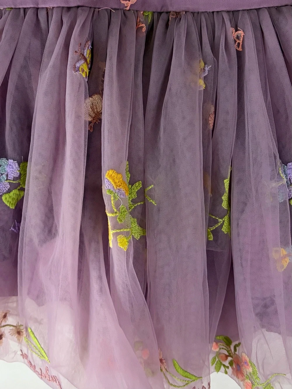 IMEKIS Girls Purple Embroidered Tulle Floral Dress Size 80 12M NWT